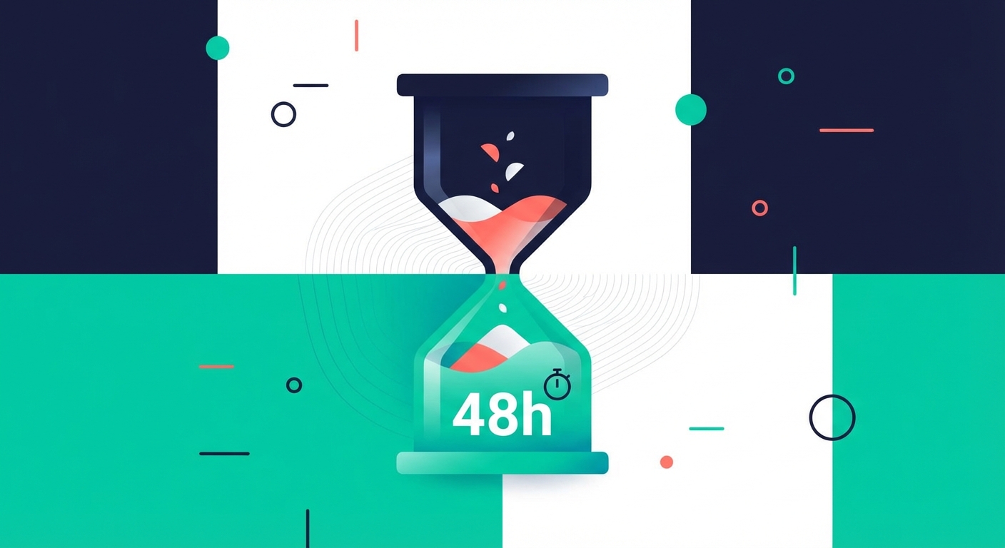 Sanduhr visualisiert die 48-Stunden-Regel im Recruiting